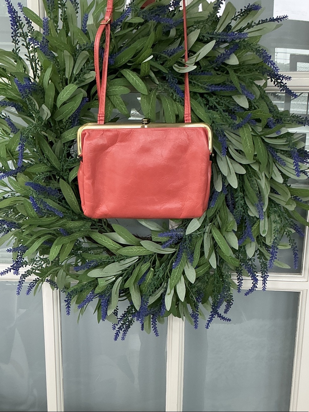 HOBO Coral Leather Crossbody with Gold Frame